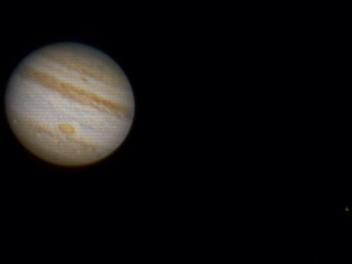 Jupiter y la Gran Mancha Roja Imagen final: Júpiter y la GMR, abajo a la derecha su luna IO