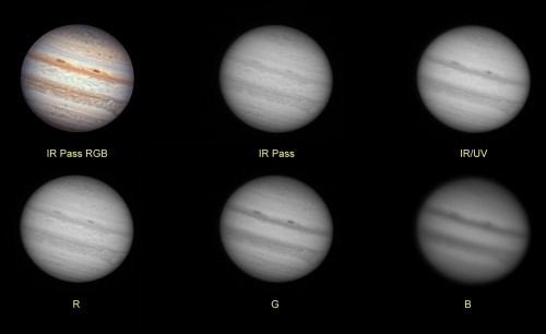 Jupiter: Canales LRGB, IR, IR/UV, RGB
