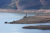 Embalse de Sau durante la sequia 2008